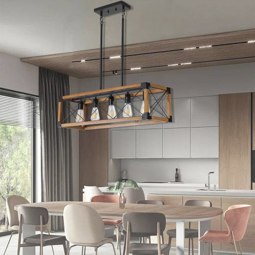 5 Lights Vintage Farmhouse Chandelier For Kitchen, Living Room