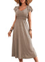 Dokotoo Spring Dresses for Women Casual 2024 Summer Fashion Wedding Guest Boho Dress Cocktail Flowy Midi Maxi Dresses Ruffle Sleeve Womens Cruise Outfits Resort Wear Womens Dresses
