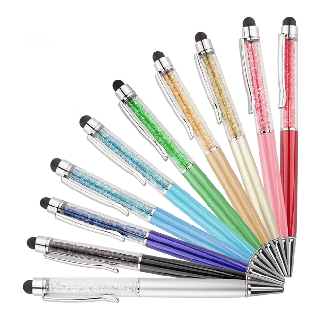 Bling Ballpoint Pens Crystal Diamond Pen Capacitive Touch Screen Stylus with Replacement Refills Rubber Tips for iPhone iPad Kindle Touchscreen Devices 10Pcs Writing Pen (Set 2)