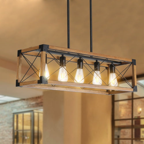 5 Lights Vintage Farmhouse Chandelier For Kitchen, Living Room