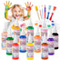 Homcosan Washable Finger Paint 12 Colors Set Large Capacity (2.1fl oz) with Brushes/Paper Non Toxic Finger Paints Art Painting Supplies for Hand Painting DIY Crafts Gifts