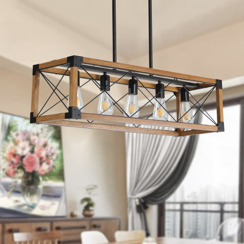 5 Lights Vintage Farmhouse Chandelier For Kitchen, Living Room