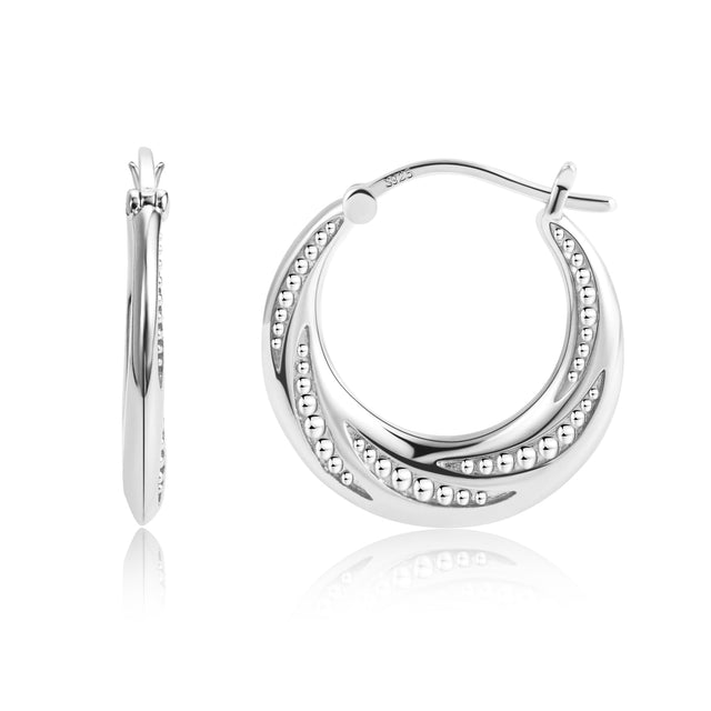 Silver Hoop Earrings for Women Small Hoop Earrings Rotating Small Ball Design Comfortable Silver Earrings for Women Hoop Earrings Womens Jewelry