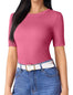 Beluring Women Shirts Crew Neck Summer Tshirts Short Sleeve Basic Slim Fit Tees (Rose Red M)