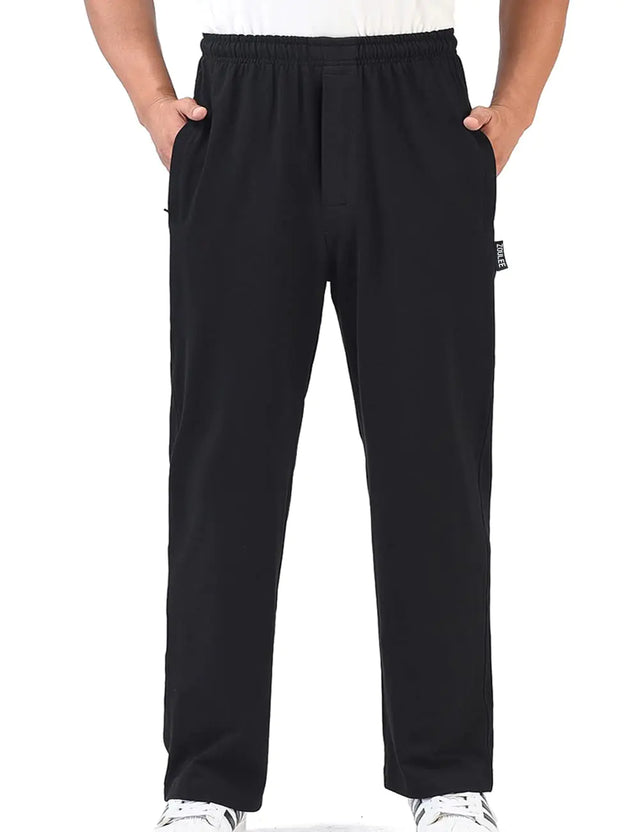 Zoulee Mens Casual Cotton Jogger Sweatpants Zipper Front Pants Medium Thick Black S