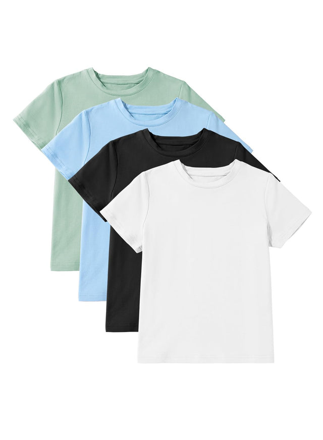 blibean 4 Pack Girls Shirts Kids Girl Cotton T Shirt Mutipack Short