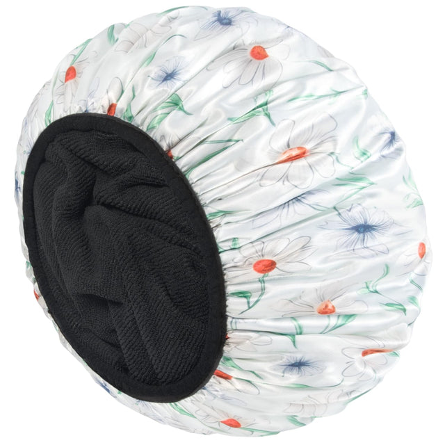 Auban Shower Caps Terry Lined Shower CapTriple Layer Large Shower Cap for Women Terry Cloth Reusable Shower Caps for Women Long Thick Hair Waterproof