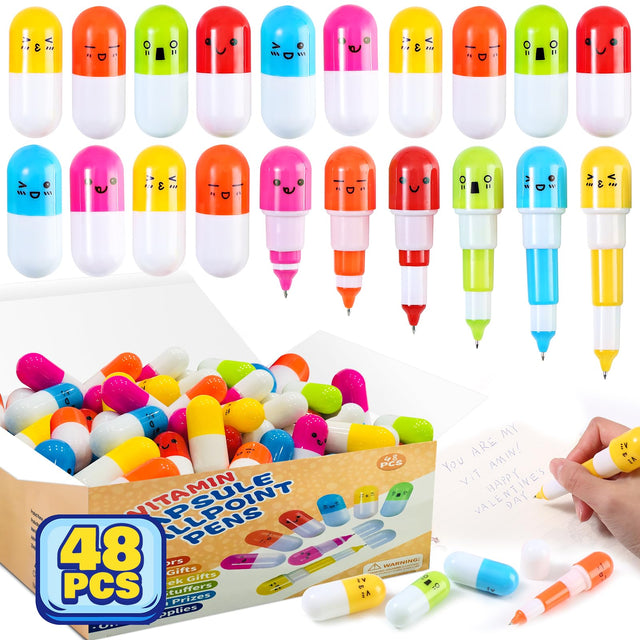 Weceit Party Favors for Kids 48PCS Novelty Ballpoint Pens for Teens Adults Prizes for Kids Classroom Stocking Stuffers Goodie Bag Stuffers Carnival Prizes School Classroom Rewards Treasure Box