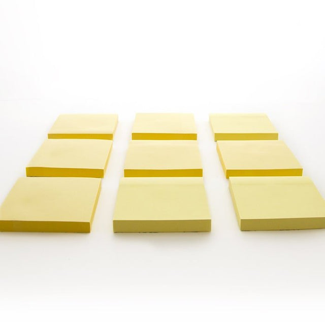 100 Ct. 3" X 3" Yellow Stick On Notes (12/Shrink) - Sticky Notes