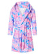 AIDEAONE Teens Girls Robes Purple Hooded Bathrobe Soft Flannel