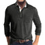 PICKLION Mens Long Sleeve Polo Shirts Casual Moisture Wicking Golf Polo Shirts with Pocket Dark Grey