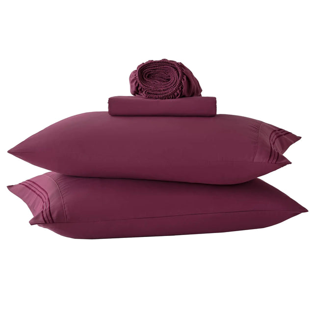 Fuchsia Twin Size Sheets Set-3 Piece Microfiber Bedsheets-Deep Pocket Fitted Sheet & Pillowcase Sets-Soft Cooling Single Bed Sheet