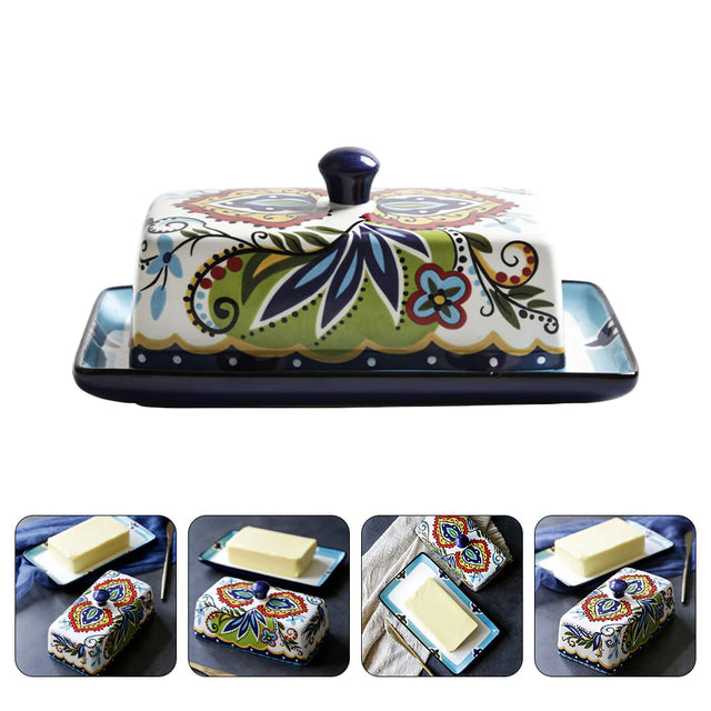 Pottery Butter Dish and Cheese Box Storage Container