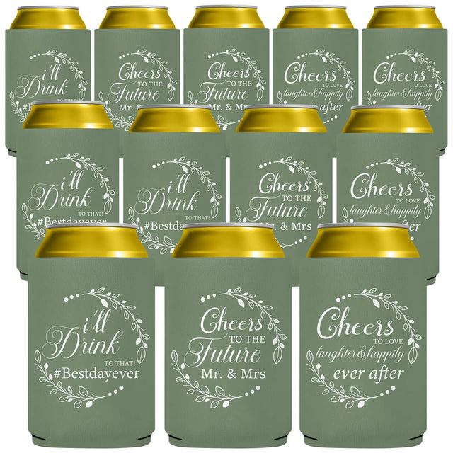 Pop Nordic Wedding Can Cooler - Funny 12 Pack Wedding Party Gifts Neoprene Insulated Beer Cozy Bulk for Wedding Receptions Wedding Favors Decorations Supplies