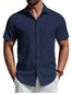 COOFANDY Button Down Casual Shirts for Men Short Sleeve Beach Shirts Summer Dress Shirt Navy Blue