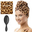 THE PERFECT HAIRCARE Microfiber Curly Hair Towel Wrap with Wet/Dry Brush - Fast Drying and Gentle Detangling for Women Girls Kids Children - Great for Travel Gifts and Hair Extensions