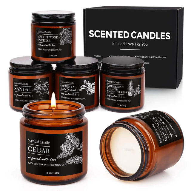 Candles for Men Women - Scented Candles Gifts for Men Women Long Lasting Candles for Home Scented Natural Soy Jar Candles Set for Boyfriend Him Dad Men Birthday Christmas Gifts