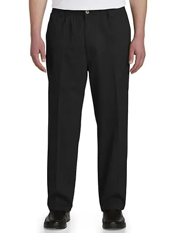 Harbor Bay by DXL Mens Big and Tall Elastic-Waist Pants Black x