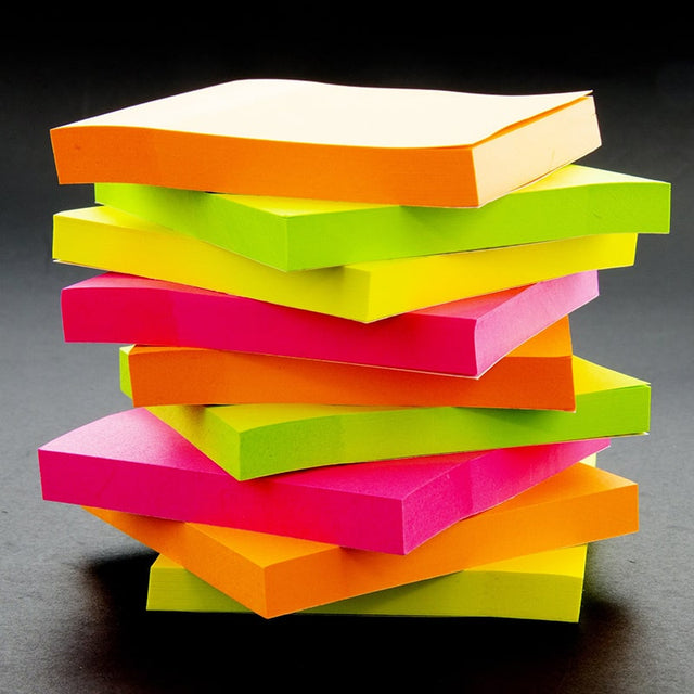 40 Ct. 3" X 3" Neon Stick On Notes (4/Pack) - Sticky Notes