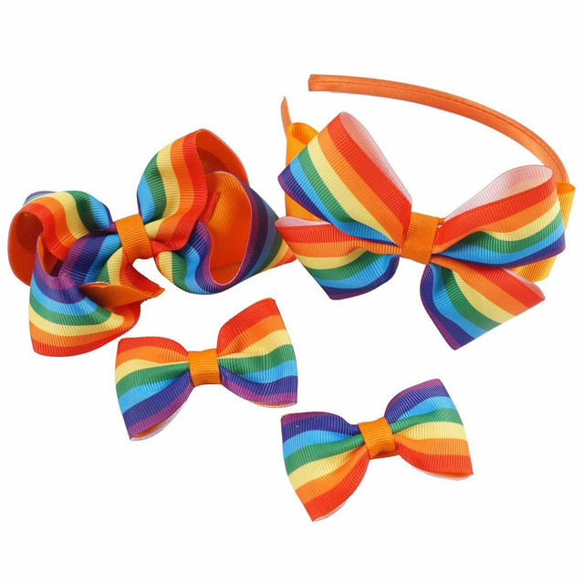 Rainbow Hair Clips Hair Bow for Women Girls Rainbow Hair Accessories