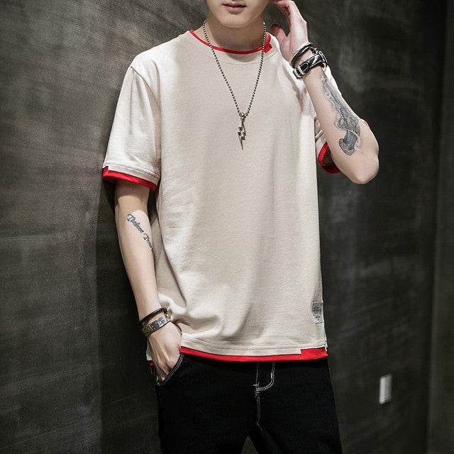 Stylish Men's Summer Two-Piece Spliced Pullover T-shirts
