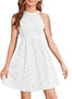 HOSIKA Girls Birthday Party Dresses Elegant Halter Neck Sleeveless Floral Lace Girls Dress for Kids 6-12 Years White M