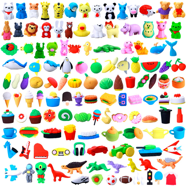 Greentime 130PCS Animal Erasers Puzzle Toys Erasers Assembly Animals Erasers 3D Mini Erasers Desk Pets for Classroom Prizes Party Favors