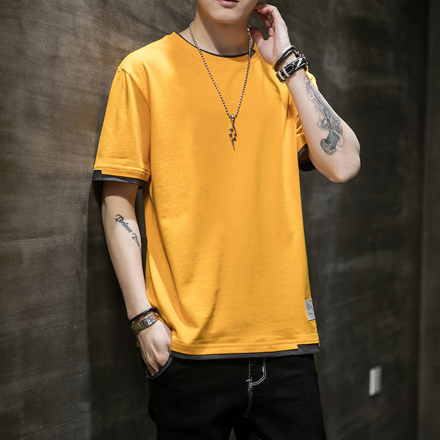 Stylish Men's Summer Two-Piece Spliced Pullover T-shirts