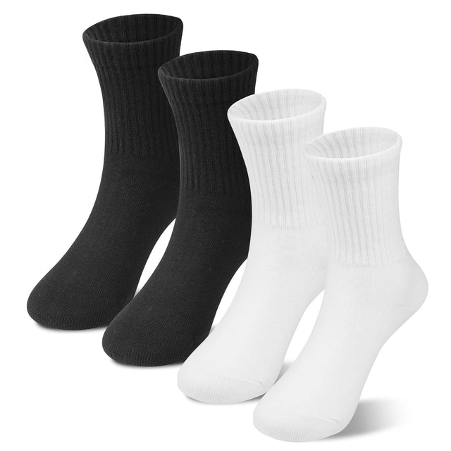 BONNAGEL Kids Athletic Crew Socks Boys Girls White Black Dress
