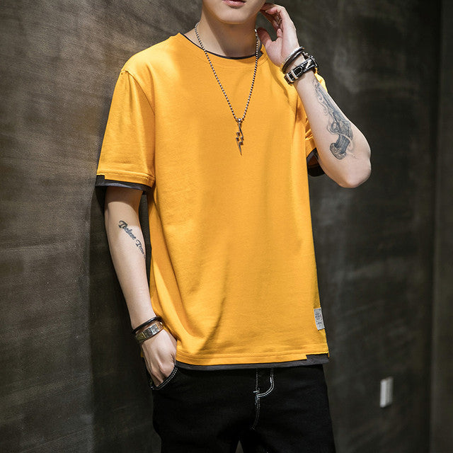 Stylish Men's Summer Two-Piece Spliced Pullover T-shirts