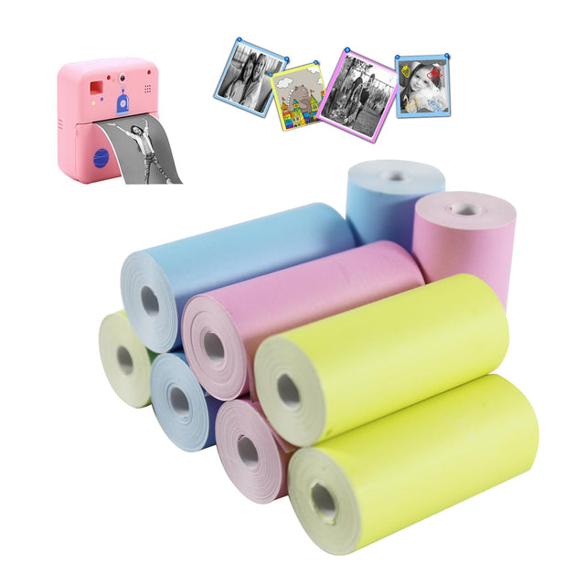 Kids Instant Camera Refill Print Paper 9 Rolls - Photo Printer Thermal Paper Rolls Instant Print Camera Refill Paper for Kids Instant Camera and Portable Cash Registers Mobile Printer Candy Color