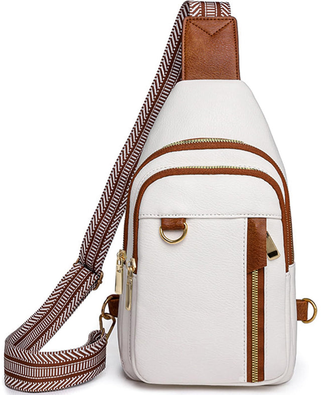 Farcauo Crossbody Bags for Woman Men Womens Crossbody Handbags Sling Bag White Cross Body Purses Shoulder Bag with Adjustable Strap Travel Purse Fanny Chest Bag Trendy Over The Shoulder Bag for Women