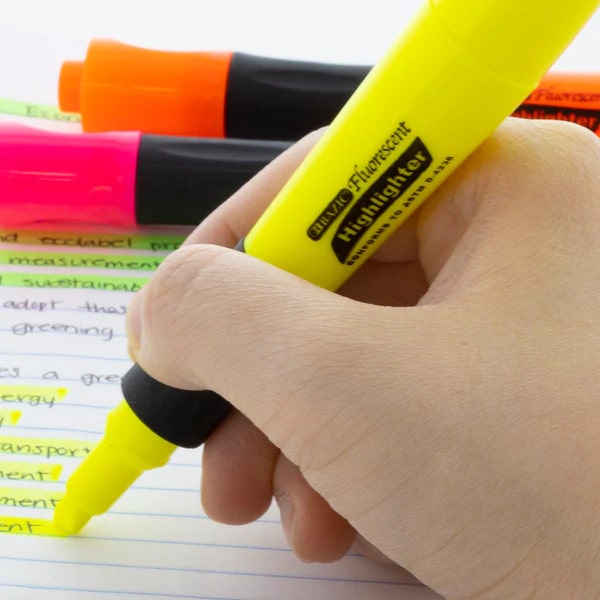Cushion Grip Fluorescent Highlighters - 3pk Random Color Pack