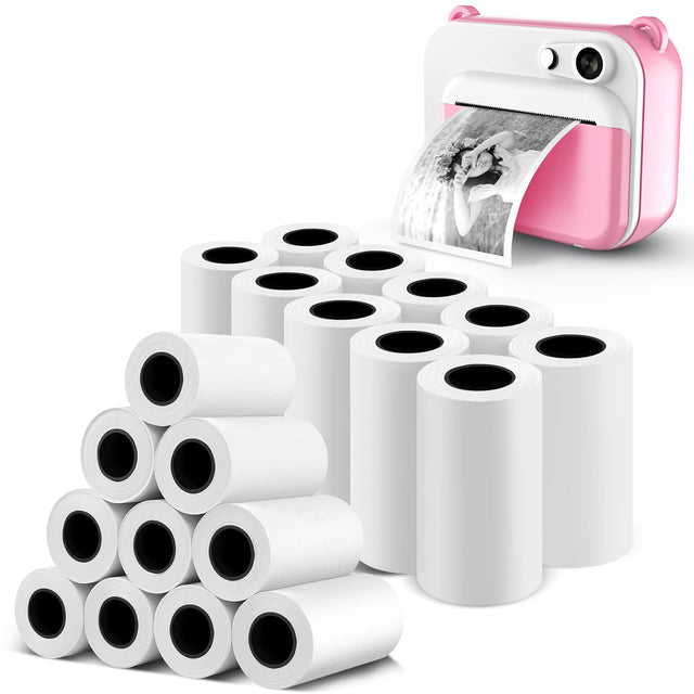 20 Pack Kids Instant Camera Refill Print Paper 2.2 x 1.2 Inch Photo Printer Thermal Paper Rolls Print White Camera Paper Refill Compatible with VTech Kidizoom Dragon Touch Camera for Kids