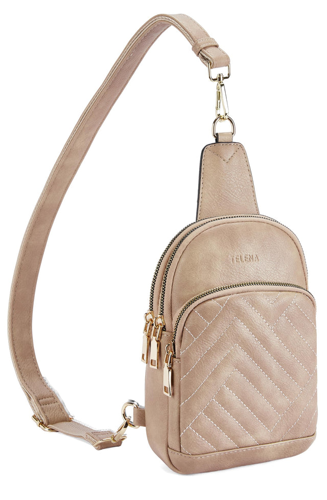 Telena Sling Bag for Women Crossbody Bags Fanny Packs for Women Cross Body Waist Pack with Detachable Strap Light Brown