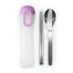 Portable cutlery 4-piece set travel and camping cutlery set includes knife fork spoon and chopsticks 18/8 stainless steel cutlery suitable for travel school work picnic and camping. (purple)