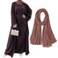 Womens Muslim Abaya Dress Three Pieces Set Islamic Prayer Robe Open Front Flowy Maxi Cardigan Dress Dark Brown