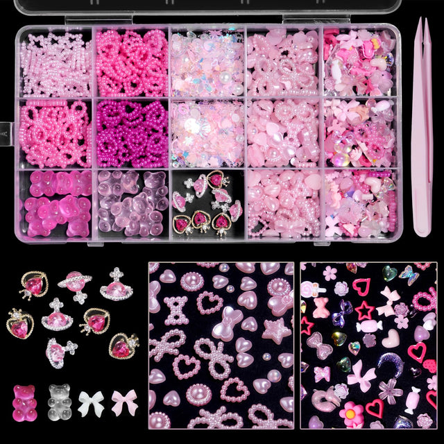 Candy Nail Charms 3D Valentine Nail Charms Acrylic Bears Assorted