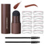 Eye-Brow Stamp Stencil Kit Waterproof Brow Stamp Shaping Kit Eyebrow Definer Eyebrow Filling Powder Stamp Women Makeup Tools with 10 Reusable Eyebrow Stencils 2 Eyebrow Brushes(Natural Brown)