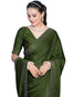 SIRIL Womens Georgette Dyed & Hot Fixing Saree with Unstitched Blouse Piece (3186S132_Olive Green)