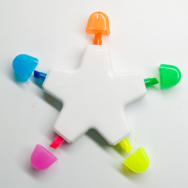 Star Shaped Highlighters - 5 Color Set for Students