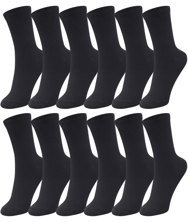 Duufin 12 Pairs Womens Crew Socks Mid Calf Socks Womens Black Crew Socks Size 5-9 Workout Socks Women Gym Socks Plain Black Socks Crew Lightweight Casual Socks