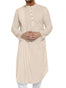 Runcati Mens Kaftan Thobe Cotton Linen Henley Shirt Long Sleeve Robe Casual Muslim Gown Kurta Beige