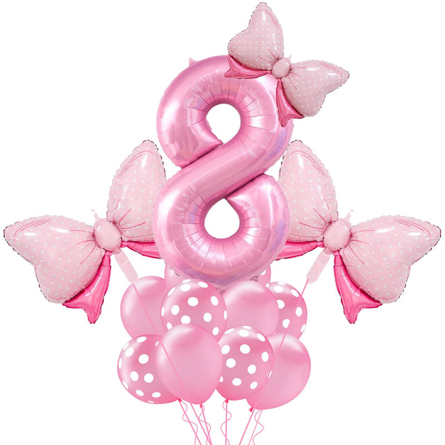 Pink Birthday Balloons Bow Balloons Number 8 Balloons