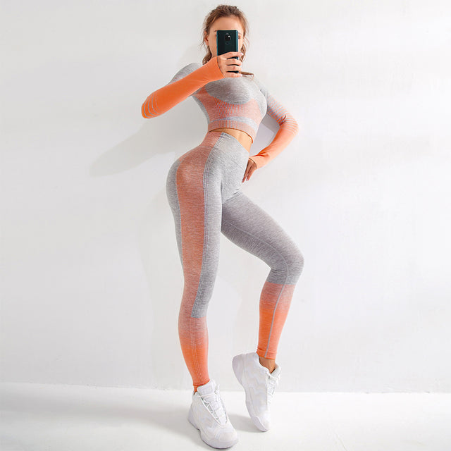 Yoga Set - Long Sleeve Seamless Breathable Activewear