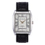 Classic Rectangular Black Genuine Leather Strap Watches for Men - 38mm Ion-Polished Men Watches with Scratch Resistant Glass - 100ft Water Resistant Mens Wrist Watches (Silver Case White Dial Roman Numerals)