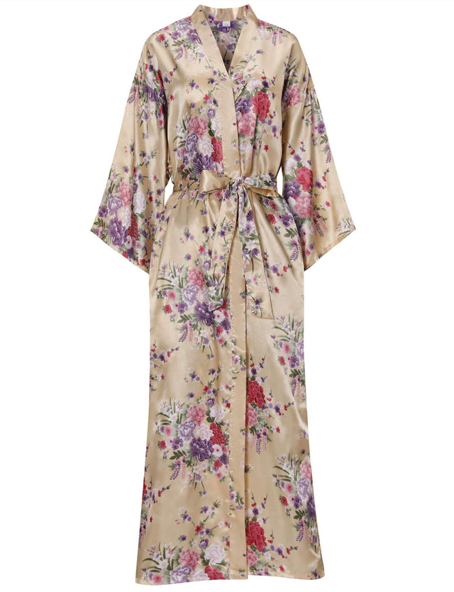 MizzGenio Womens Floral Long Silk Robes Lightweight Full Length