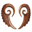 Pierced Owl Hand Carved Organic Sono Wood Angel Wing Hanging Spiral Taper Plugs Sold as a Pair (5mm (4GA))