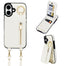 uCOLOR for iPhone 16 Wallet Case with Card Holders for Women Crossbody Zipper Protective Leather Case with Strap Wrist Ring RFID Protective (Beige iPhone 16 6.1)