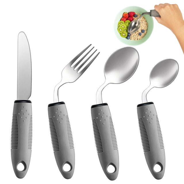 BaseSmall 4-Piece Adaptive Utensils Set - 42° Angled Parkinsons